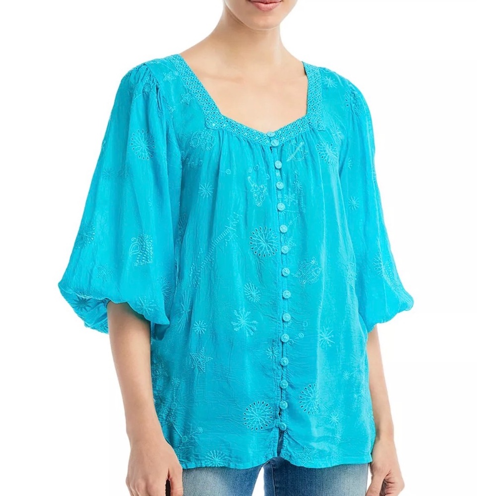 Johnny Was Celestin Eris Embroidered Blouse Size Xs